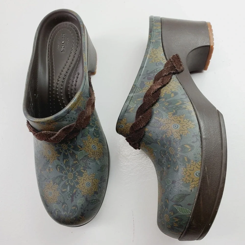 CROCS Women Sarah Crosslite Floral Dual Comfort Heel Clogs Mules  Size W7 - Picture 10 of 10